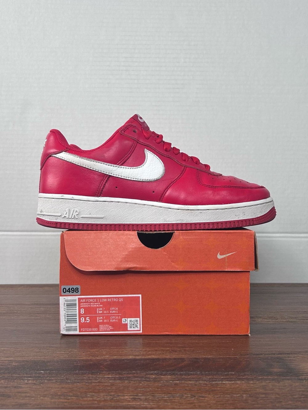 Nike Air Force 1 Low QS Color of the Month University Red White M8/W9.5